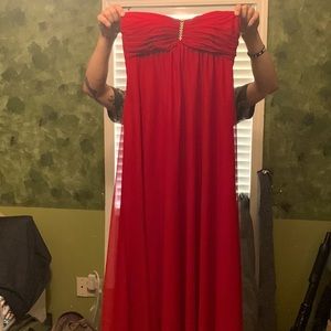 Strapless red formal gown from Onyx Nite. Size 8